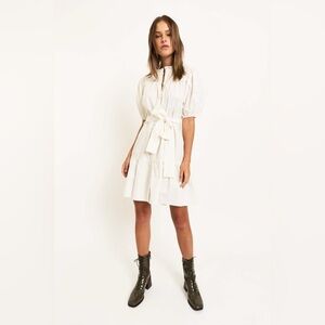 Christy Lynn Ellie White Puff Sleeve Mini Shirt Dress, size XS